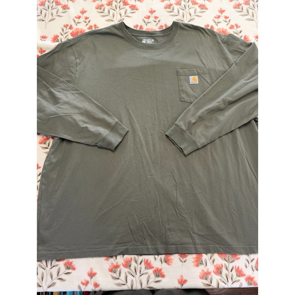 Carhartt Mens 5XL Loose Fit Long Sleeve Pocket T-Shirt Olive Green K126 DOV